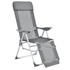 [casa.pro]? Sezlong scaun pliabil pentru gradina Timi, 61 x 67 x 99/118 cm, pana la 130 kg, metal/textil, gri inchis HausGarden Leisure foto
