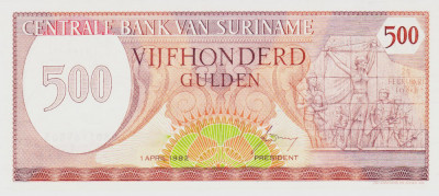 Bancnota Suriname 500 Gulden 1982 - P129 UNC foto