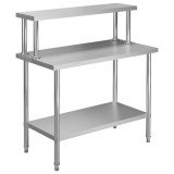 Cumpara ieftin Masa lucru bucatarie cu raft 120 x 60 x 120 cm otel inoxidabil