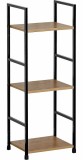 Cumpara ieftin Raft pardoseala fier negru mdf maro 29 x 23,5 x 80 cm