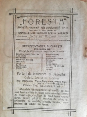 reclama &amp;rdquo;Foresta&amp;rdquo; Fabrica de Chereste , 1922, 16 x 23 cm, Bucuresti, Carol 109 foto