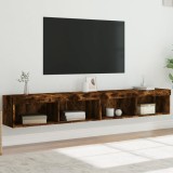 Cumpara ieftin Comode TV cu lumini LED, 2 buc., stejar fumuriu, 100x30x30 cm