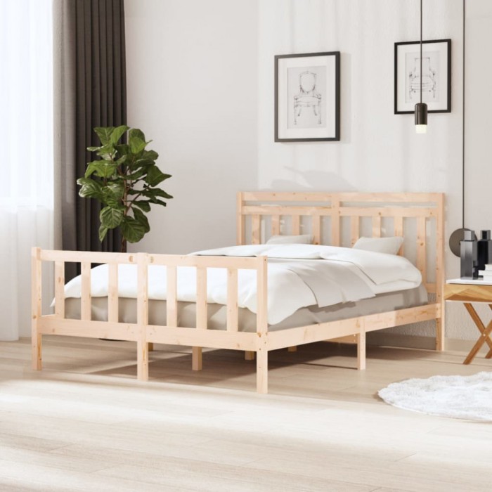 vidaXL Cadru de pat, 150x200 cm, lemn masiv, King Size 3100963