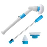 Perie rotativa de curatat, cu maner extensibil, 3 capete interschimbabile, cu acumulator, alb/albastru