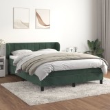 Gossi pat box spring cu saltea, verde inchis, 140x190 cm, catifea