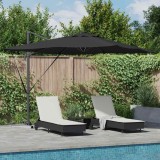 vidaXL Umbrela de terasă Roma cu LED-uri - Negru, 286 x 285 x 270 cm, din aluminiu.