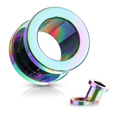Tunel pentru urechi, din o?el 316L - suprafa?a stralucitoare colorata in curcubeu, tehnologie de acoperire PVD - La?ime: 1,2 mm foto