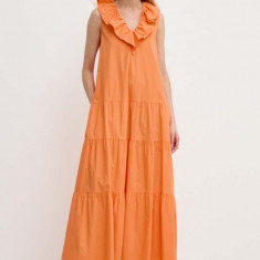 Silvian Heach rochie din bumbac culoarea portocaliu, maxi, evazati