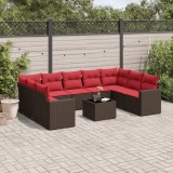 Cumpara ieftin Set canapele de grădină cu perne, 10 piese, maro, poliratan