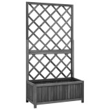 Cumpara ieftin Jardiniera cu spalier, negru, 70x30x135 cm, lemn masiv de brad