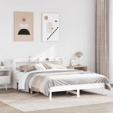 VidaXL Cadru de pat fără saltea, alb, 135x190 cm, lemn masiv de pin