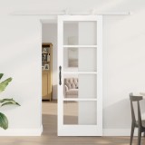 Ușa Glisantă cu Set de Hardware &#039;ORKDAL&#039;Alb Lemn Solid &amp; Sticlă