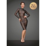 Rochie Neagra Noir Handmade din Tul Elastic cu Dantela, Semi-transparenta, Sexy