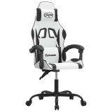 Cumpara ieftin Scaun de gaming pivotant, alb si negru, piele ecologica