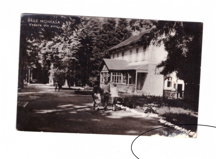 CP Baile Moneasa - Vedere din parc, RPR, circulata 1961, stare relativ buna