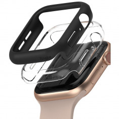 Set 2 Huse de protectie Ringke pentru Apple Watch 4/5/6/SE (40 mm) Transparent/Negru