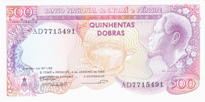Bancnota Sao Tome si Principe 500 Dobras 1989 - P61 UNC foto