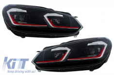 Faruri LED VW Golf 6 VI (2008-2013) Facelift G7.5 GTI Design Rosu Semnalizare Secventiala LHD foto