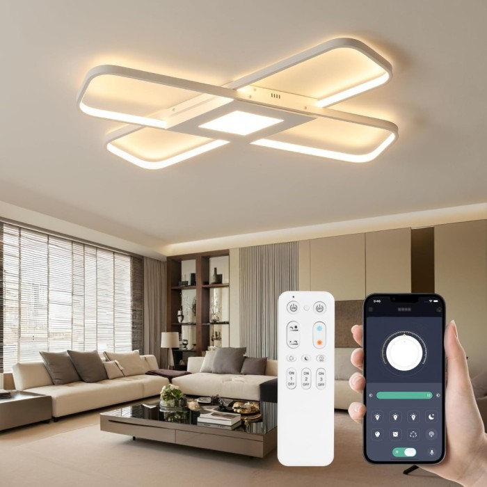 Lustra Led 65W, Control Din Telecomanda Sau Telefon, Mod De Ajustare A Temperaturii Sau Intensitatii Lumini - CN