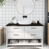 vidaXL Blat de baie, maro &icirc;nchis, 140x60x(2-4) cm, lemn masiv tratat