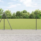 Gard hexagonal vidaXL Gri 1.2x10 m Otel, Stalpi de gard vidaXL cu placi de baza 7 buc &Oslash;32mm 68.5cm Otel zincat