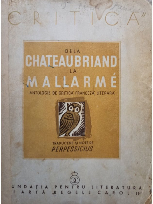 Perpessicius - De la Chateaubriand la Mallarme (1938)