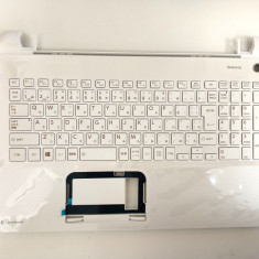 Carcasa superioara cu tastatura palmrest laptop, Toshiba, Satellite L50-B, A000295780, alba, layout JP