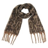 Fular Leopard Bej Maro cu Franjuri Lungi - Accesoriu de Iarnă, CMCLASS
