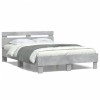 Cadru de pat cu tablie gri beton 135x190 cm lemn prelucrat