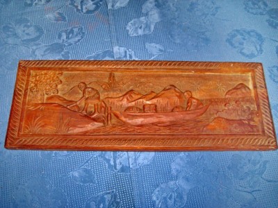 8383-Sculptura veche Africa coloniile franceze. Lucratori cu barca pe Nil. foto