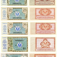 REPRODUCERI lot de 7 bancnote serie 472 MILITARY PAYMENT CERTIFICATES