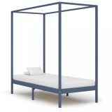 vidaXL Cadru pat cu baldachin, gri, 90x200 cm, lemn masiv de pin