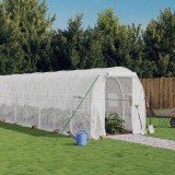 VidaXL Seră cu cadru din oțel, alb, 16 m&sup2;, 8x2x2 m
