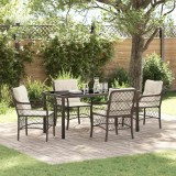 VidaXL Set de masă pentru grădină cu pernă 5 pcs Maro Rattan poli