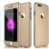 Husa Apple iPhone 7 Plus, FullBody Elegance Luxury Gold, acoperire completa 360 grade cu folie de sticla