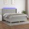vidaXL Pat cu arcuri, saltea și LED, gri deschis, 160x200 cm, textil 3138885