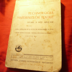 Ec.Dem Tomida - Tehnologia materialelor textile -Ed.1928 Cartea Romaneasca ,272p