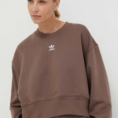 adidas Originals bluză Adicolor Essentials Crew Sweatshirt femei, culoarea maro, cu imprimeu, IR5971