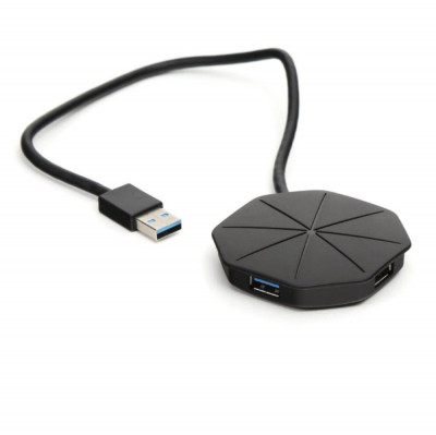 Hub USB 3.0 cu 4 porturi, Platinet 45222, cu LED, viteza pana la 5 GB s, negru foto