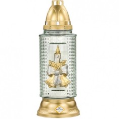 Candela Sticla Craciun Decor Lumanare Alba Aurie CH-956-LUM DNC54798 foto