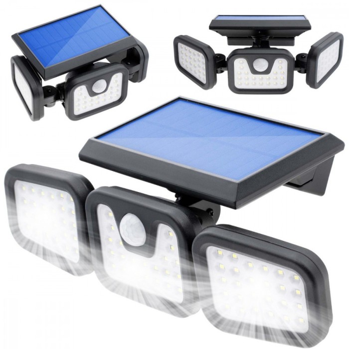 Reflector solar 74xLED SMD, 450 lm, senzor miscare PIR, raza 3-5 m, putere 15W, IP65