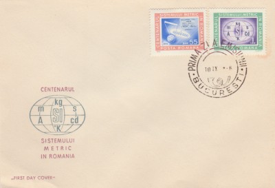 1966 Romania - FDC Centenarul Sistemului Metric, LP 635 foto