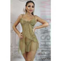 LRZ26-12 Desu tip babydoll din plasa fina si dantela florala