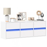 Cumpara ieftin Comodă TV de perete cu lumini LED, alb, 130x31x45 cm