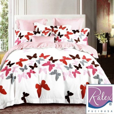 Lenjerie pat dublu,bumbac finet,6 piese,cearceaf normal 220x240cm, cearceaf pilota 200x220cm, 2 fete de perna 50x70, 2 fete de perna 70x70-NEW-LOVE-71 foto