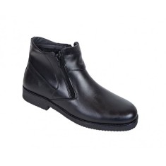 Ghete casual barbati, din piele naturala, cu fermoar, imblanite, negru, GKR35N
