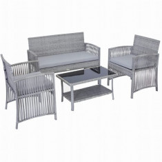 Set mobilier gradina/terasa, gri deschis, 1 masa, 2 scaune, 1 canapea, Jumi GartenVIP DiyLine foto