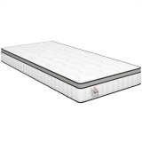 HOMCOM Saltea 90 x 190 cm, grosime 20cm, saltea cu arcuri ensachate 7 zone spumă cu memorie infuzată cu gel răcoritor | Aosom Romania