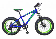 Bicicleta Fat Bike FIVE Wailord cadru otel culoare albastru verde foto