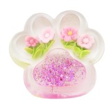Jucarie antistres squishy, flippy, labuta de pisica pufoasa, cu revenire lenta, 7 x 6.5 cm, model flori 1, transparent